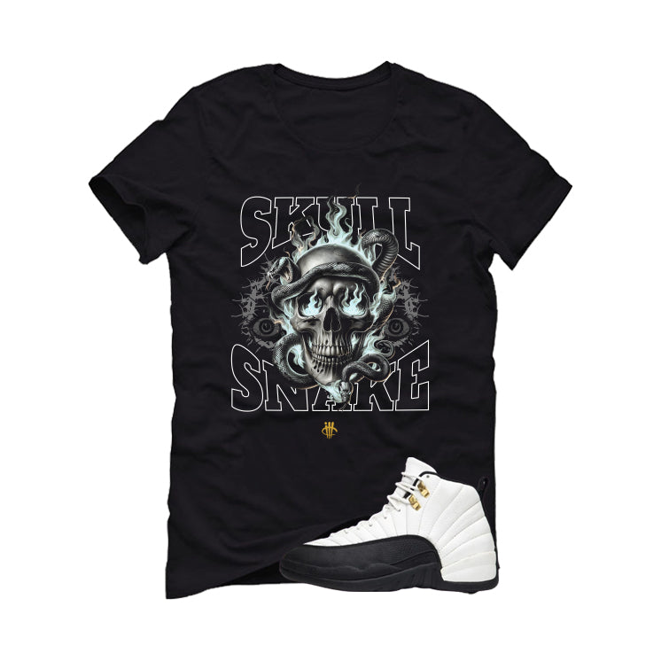 Air Jordan 12 Taxi Matching T-Shirt, Sweatshirts & Hoodies Black T-Shirt (Skull Snake)| illcurrency
