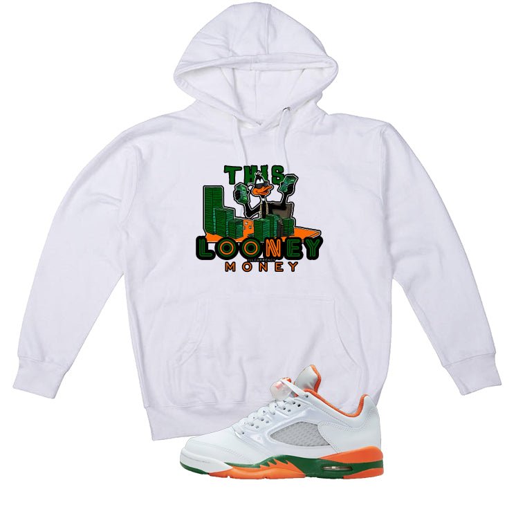 Air Jordan 5 GS Miami Hurricanes White T-Shirt (Looney Money)| illcurrency