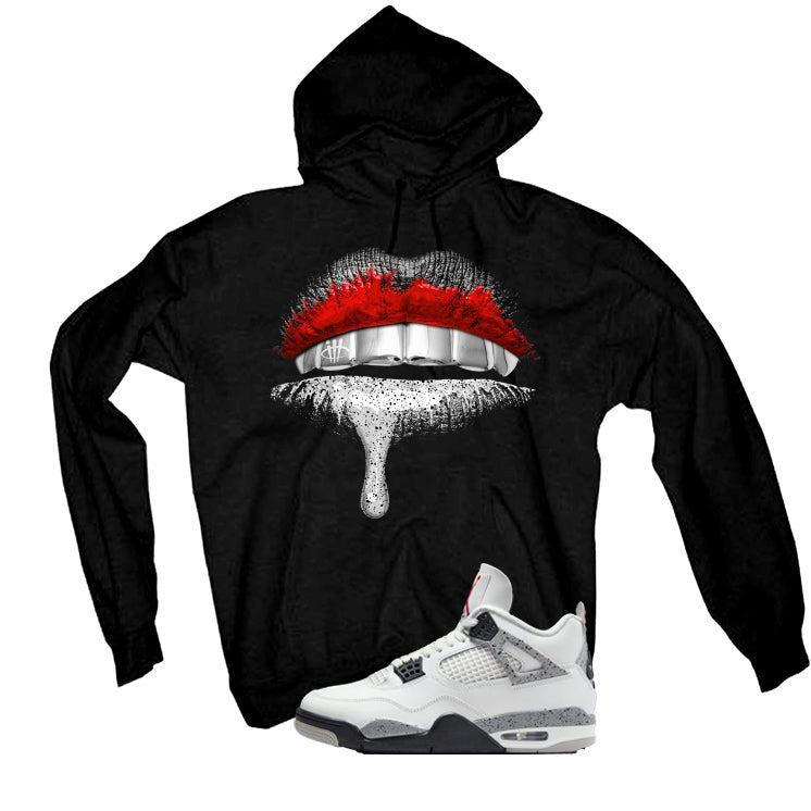 Air Jordan 4 White Cement Black T-Shirt (Lips)| illcurrency