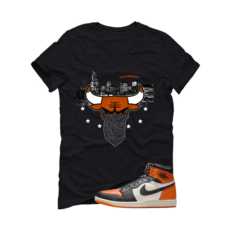 Air Jordan 1 High OG Shattered Backboard Black T-Shirt (Bulls Head)| illcurrency