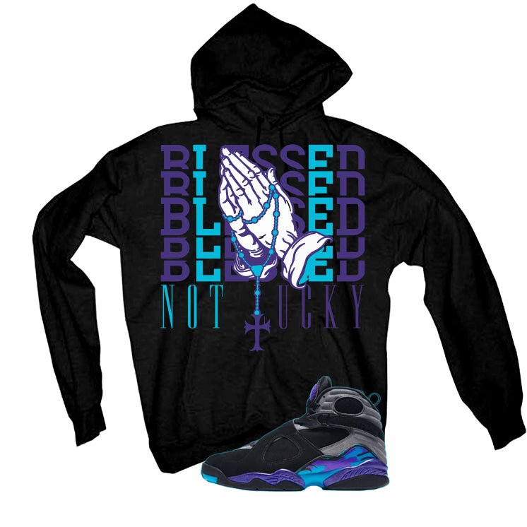 Air Jordan 8 OG Aqua Black T-Shirt (Blessed not lucky)| illcurrency