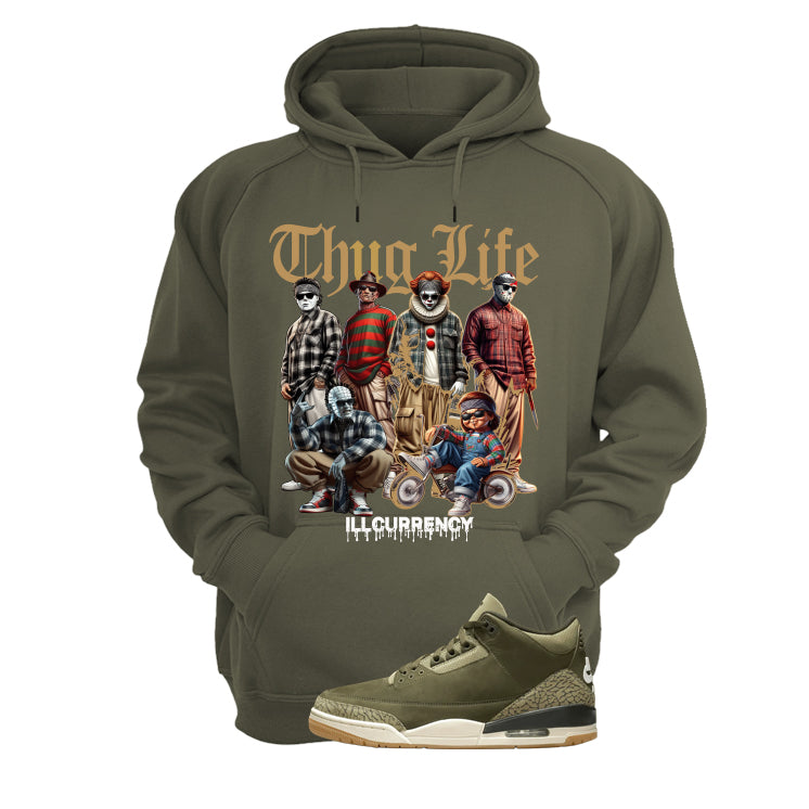 Air Jordan 3 Family Affair Matching T-Shirt, Sweatshirts & Hoodies Military Green T-Shirt (Thug Life Halloween)| illcurrency