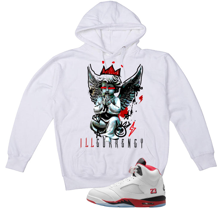 Air Jordan 5 Fire Red Black Tongue White T-Shirt (Graffiti Angel)| illcurrency
