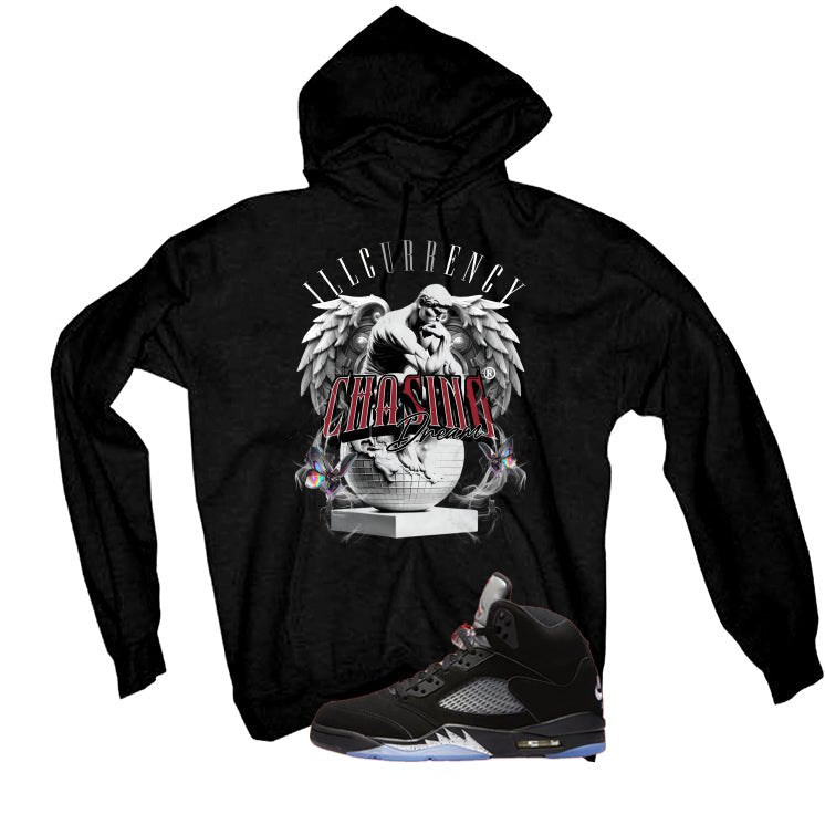 Air Jordan 5 Black Metallic Reimagined Black T-Shirt (Chasing Dreams)| illcurrency