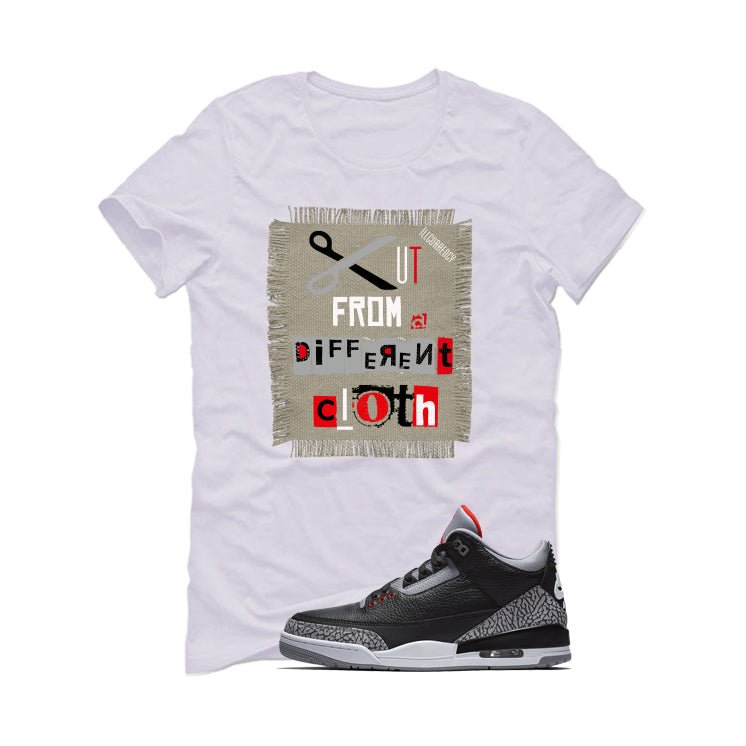 Air Jordan 3 Black Cement White T-Shirt (Cut from a different cloth)| illcurrency