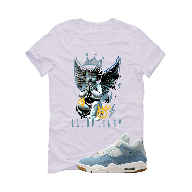 Air Jordan 4 Denim Worn Blue White T-Shirt (Graffiti Angel)| illcurrency