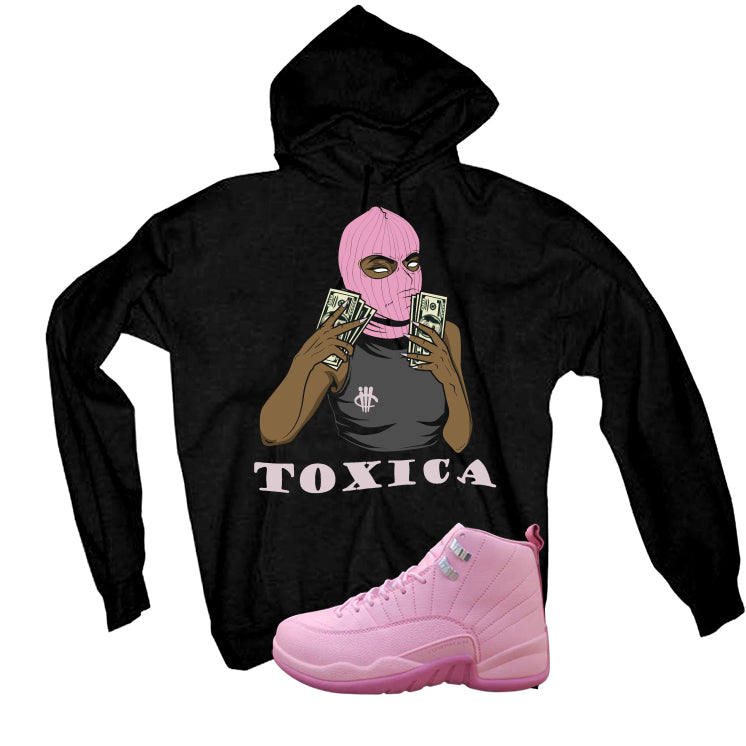 Air Jordan 12 GS Pearl Pink Matching T-Shirt, Sweatshirts & Hoodies Black T-Shirt (Toxica)| illcurrency