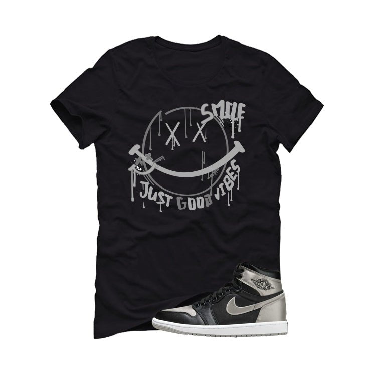 Air Jordan 1 High OG WMNS Satin Shadow Black T-Shirt (Smile)| illcurrency