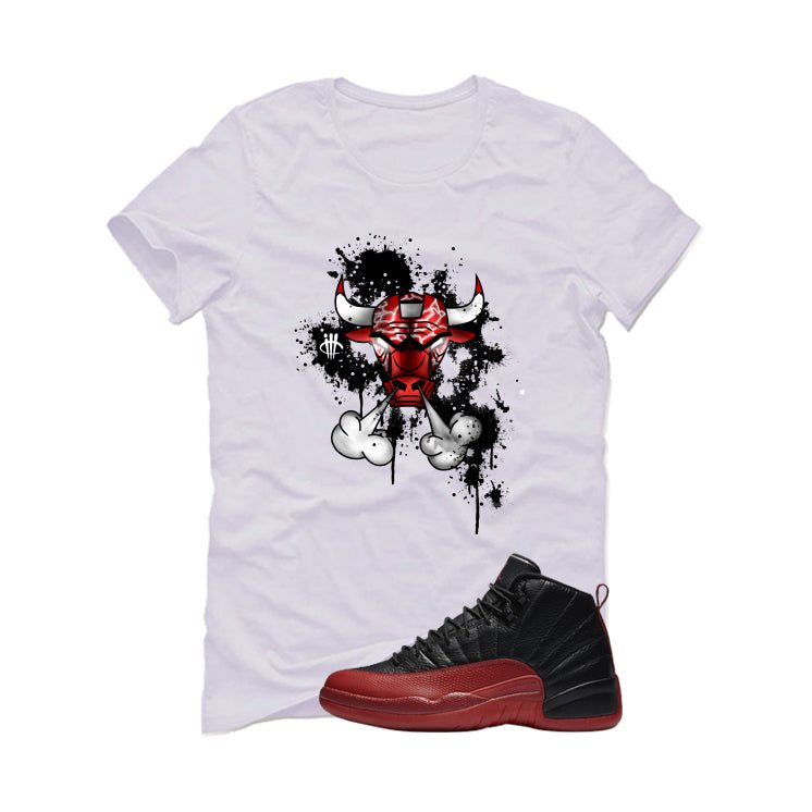 Air Jordan 12 Flu Game 2025 White T-Shirt (Iron Bull)| illcurrency