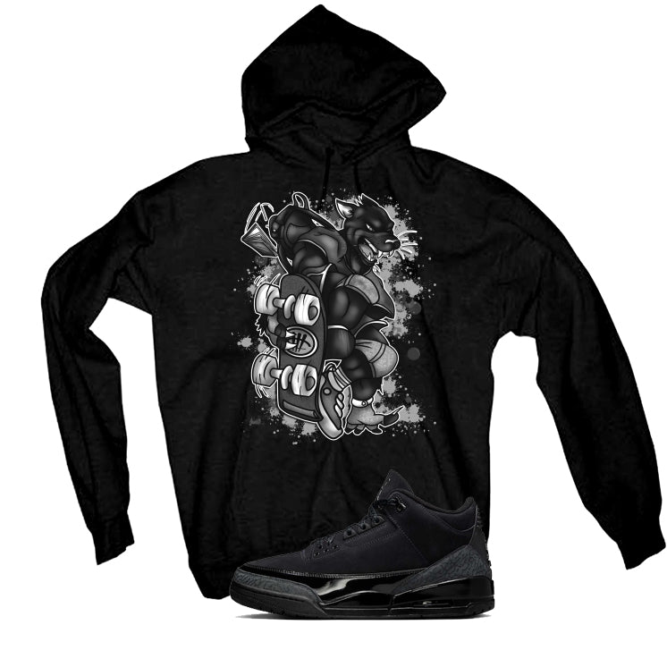 Air Jordan 3 Black Cat Black T-Shirt (SKATEBOARD CAT)| illcurrency