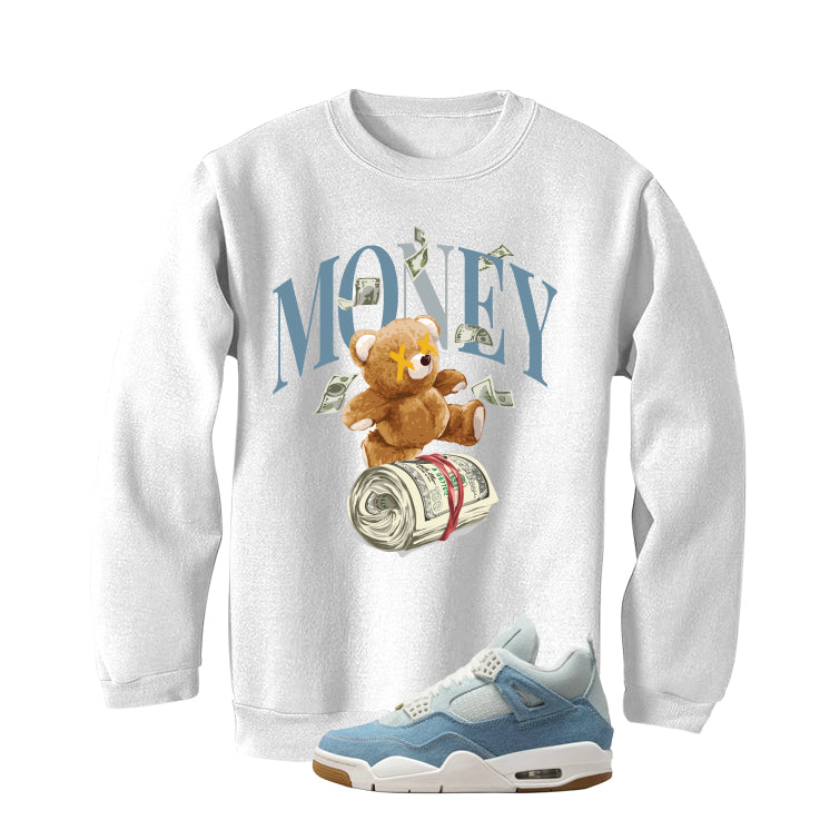 Air Jordan 4 Denim Worn Blue White T-Shirt (Money Bear Team)| illcurrency