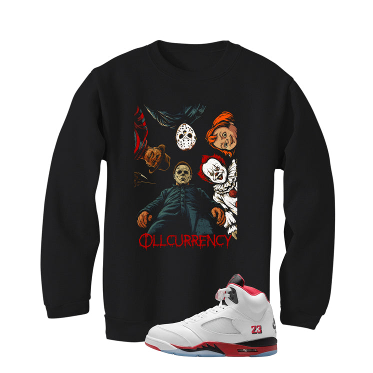 Air Jordan 5 Fire Red Black Tongue Black T-Shirt (illcurrency Nightmare)| illcurrency
