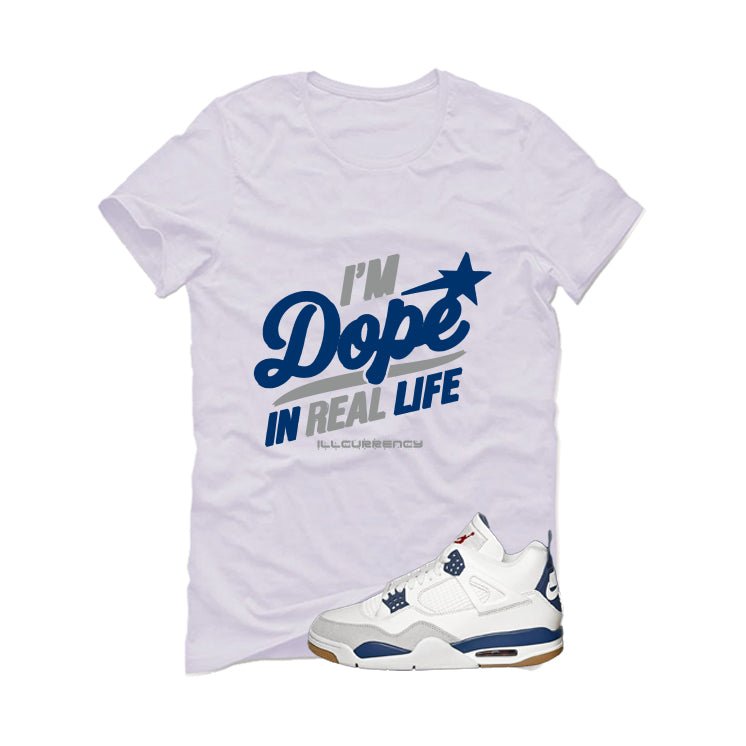 Nike SB x Air Jordan 4 Navy White T-Shirt (DOPE)| illcurrency