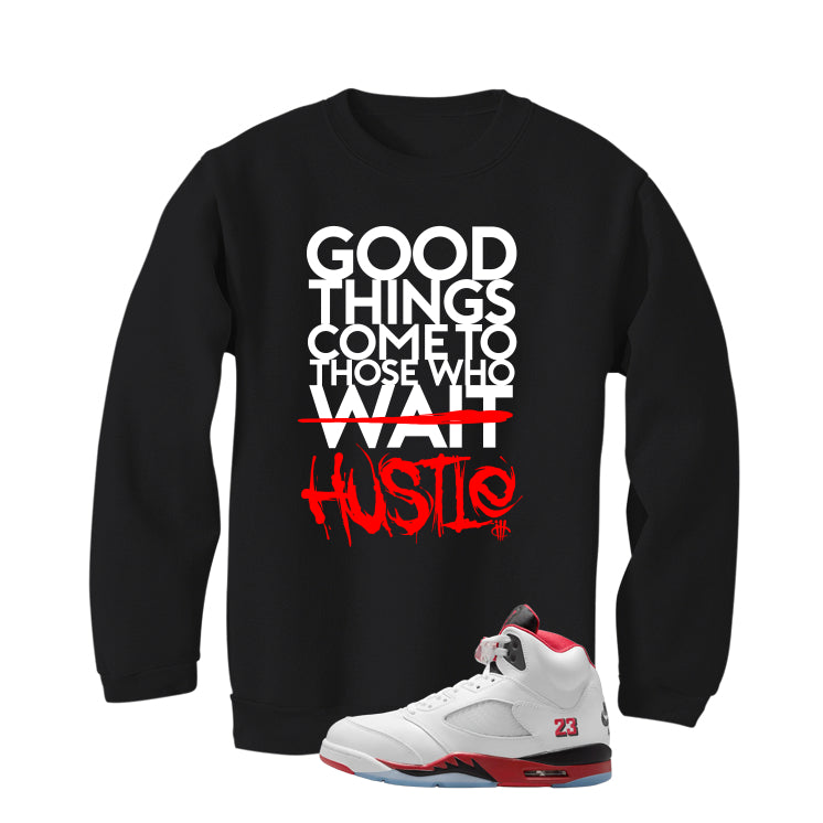 Air Jordan 5 Fire Red Black Tongue Black T-Shirt (Good Things)| illcurrency