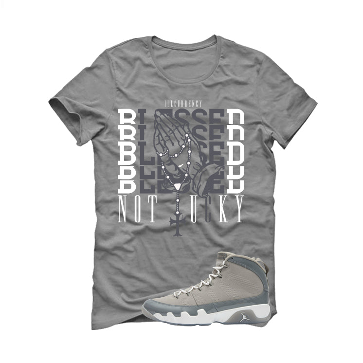 Air Jordan 9 Cool Grey Grey T-Shirt (Blessed not lucky)| illcurrency