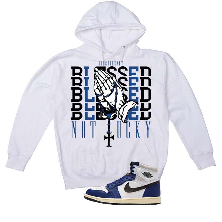 Air Jordan 1 Rare Air Deep Royal Blue White T-Shirt (Blessed not lucky)| illcurrency