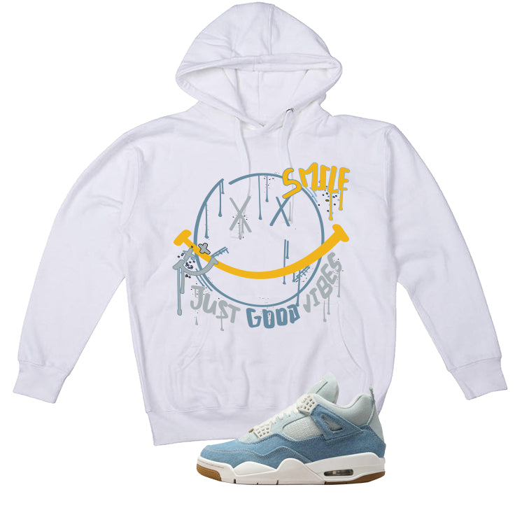 Air Jordan 4 Denim Worn Blue White T-Shirt (Smile)| illcurrency
