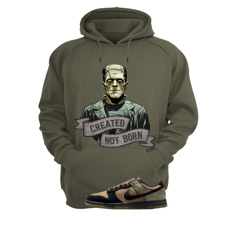 Nike Dunk Low Frankenstein Matching T-Shirt, Sweatshirts & Hoodies Military Green T-Shirt (Created Not Born)| illcurrency