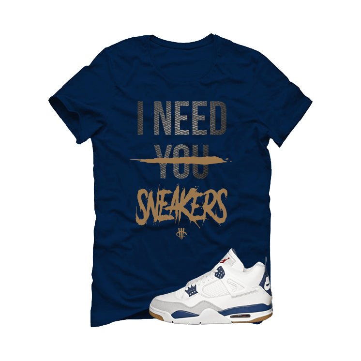 Nike SB x Air Jordan 4 Navy Navy Blue T-Shirt (I Need You Sneakers)| illcurrency