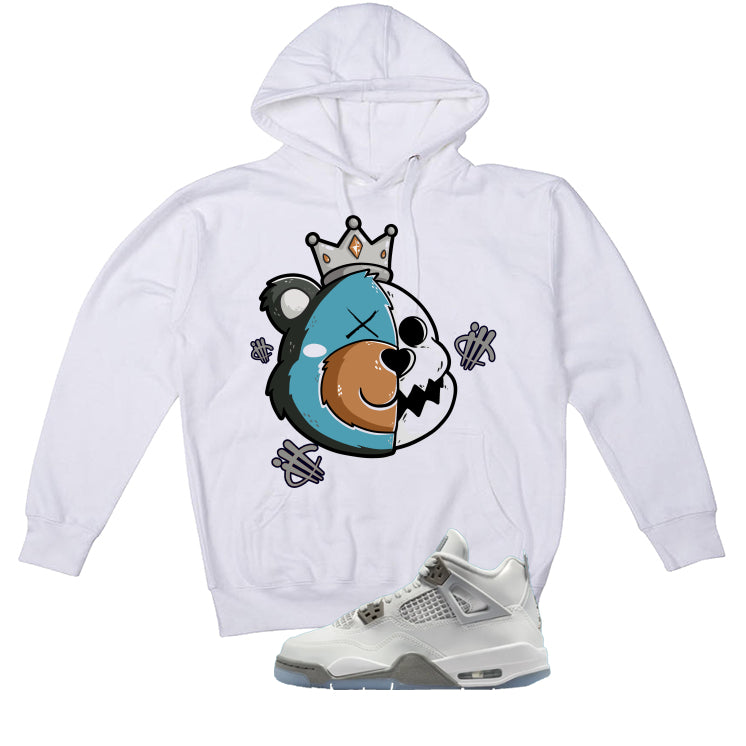 Air Jordan 4 GS Blue Chill Matching T-Shirt, Sweatshirts & Hoodies White T-Shirt (Half King Half Bear)| illcurrency