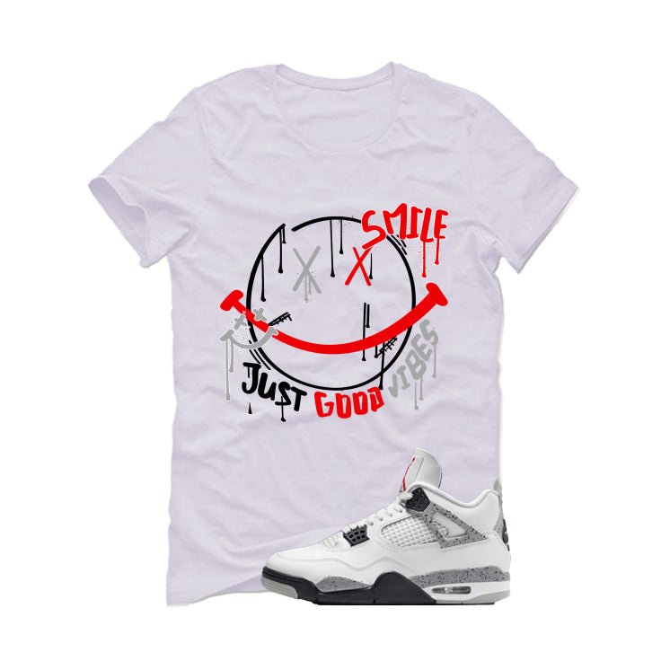 Air Jordan 4 White Cement White T-Shirt (Smile)| illcurrency