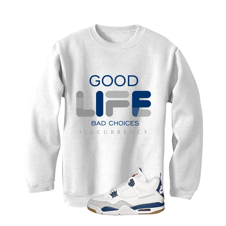 Nike SB x Air Jordan 4 Navy White T-Shirt (Bad Choices)| illcurrency