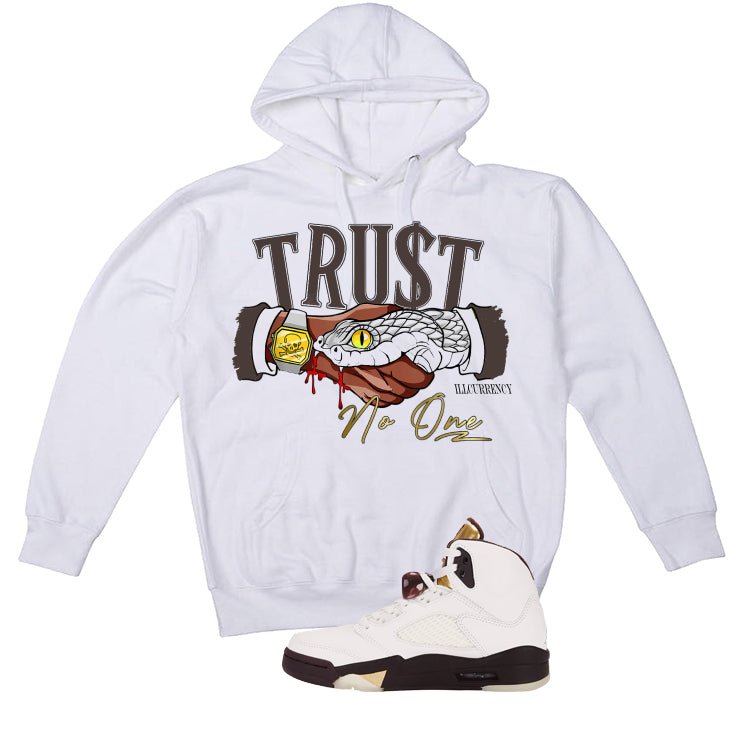 Air Jordan 5 Earth/Metallic Gold White T-Shirt (TRUST NO ONE)| illcurrency