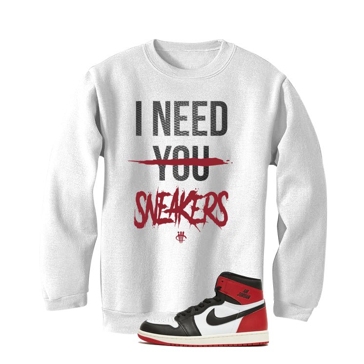 Air Jordan 1 High OG Black Toe Reimagined White T-Shirt (I Need You Sneakers)| illcurrency