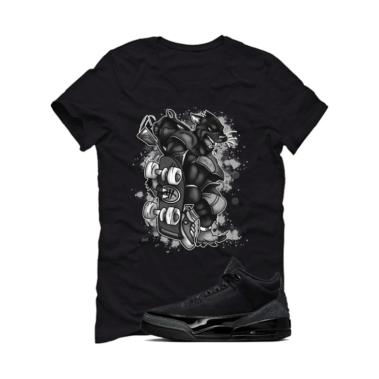 Air Jordan 3 Black Cat Black T-Shirt (SKATEBOARD CAT)| illcurrency