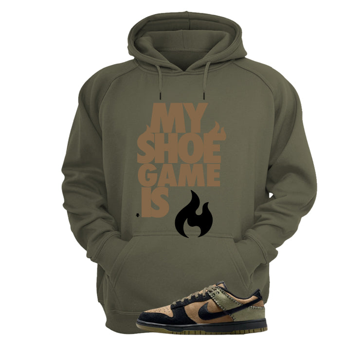 Nike Dunk Low Frankenstein Matching T-Shirt, Sweatshirts & Hoodies Military Green T-Shirt (My Shoe Game Is Fire)| illcurrency