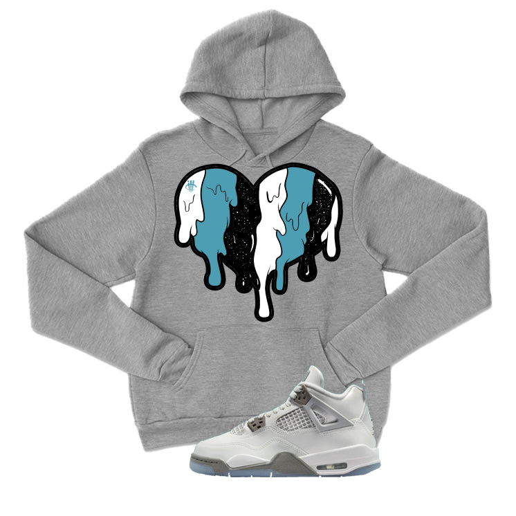 Air Jordan 4 GS Blue Chill Matching T-Shirt, Sweatshirts & Hoodies Grey T-Shirt (Heart)| illcurrency