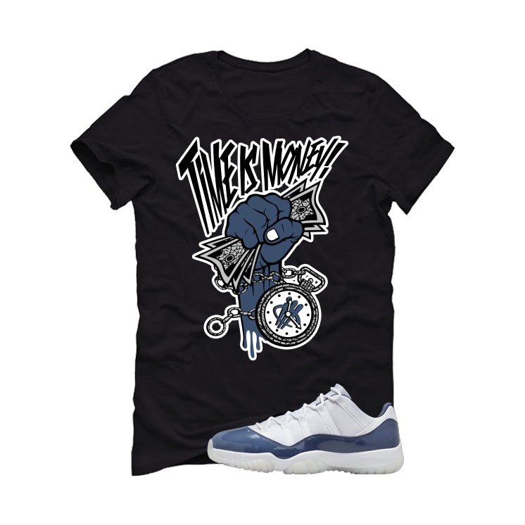 Air Jordan 11 Low Diffused Blue Black T-Shirt (Time Is Money)| illcurrency