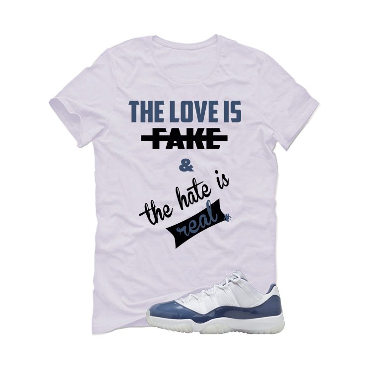 Air Jordan 11 Low Diffused Blue White T-Shirt (Love is Fake)| illcurrency