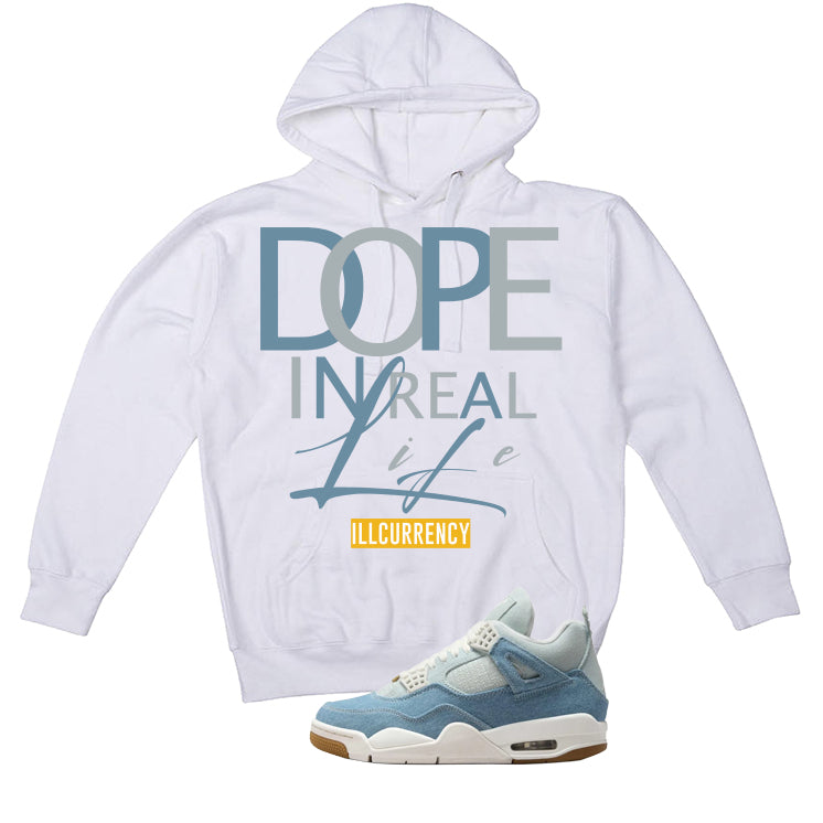 Air Jordan 4 Denim Worn Blue White T-Shirt (DOPE)| illcurrency