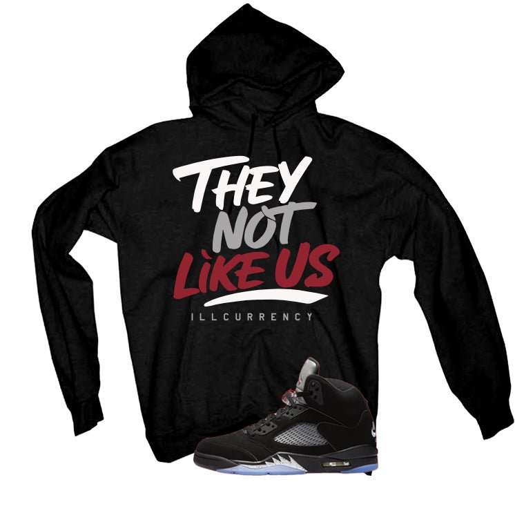 Air Jordan 5 Black Metallic Reimagined Black T-Shirt (They not like us)| illcurrency