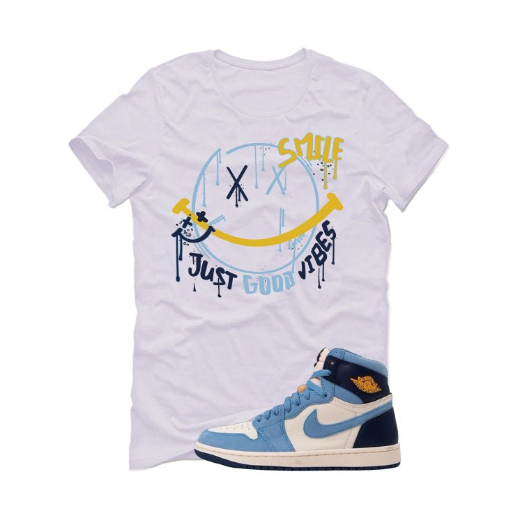 Air Jordan 1 High OG WMNS First in Flight White T-Shirt (Smile)| illcurrency