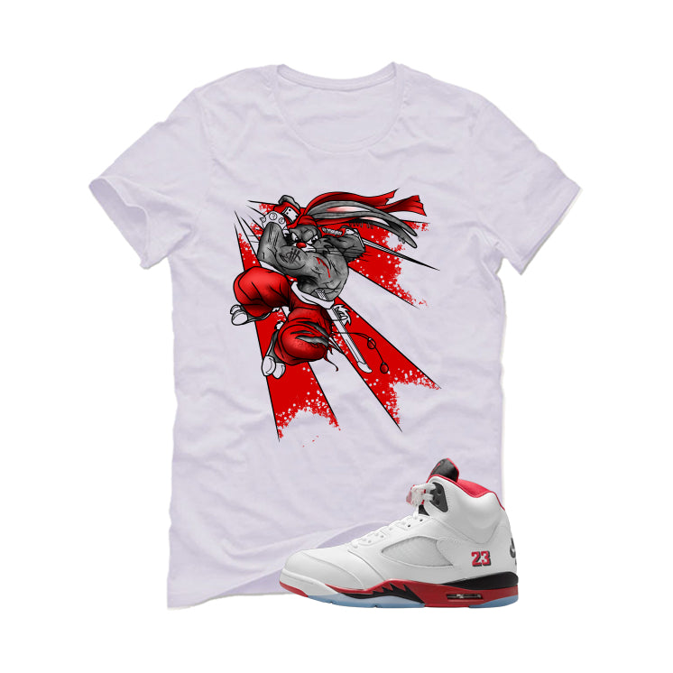 Air Jordan 5 Fire Red Black Tongue White T-Shirt (Bugs)| illcurrency