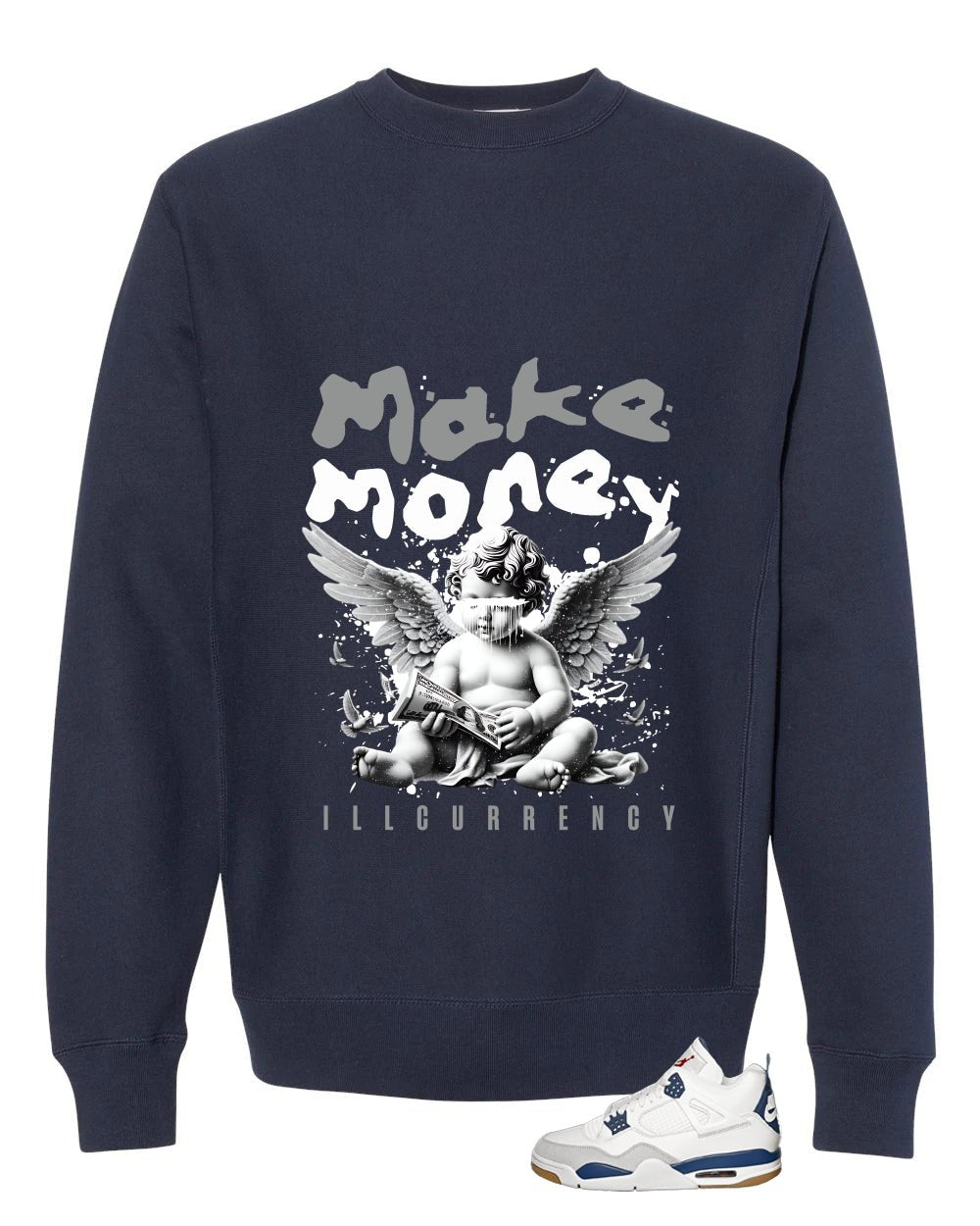 Nike SB x Air Jordan 4 Navy Navy Blue T-Shirt (Make Money)| illcurrency