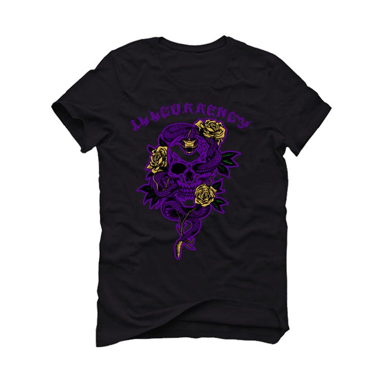 Air Jordan 12 Field Purple - Black T-Shirt (Snake skeleton rose)
