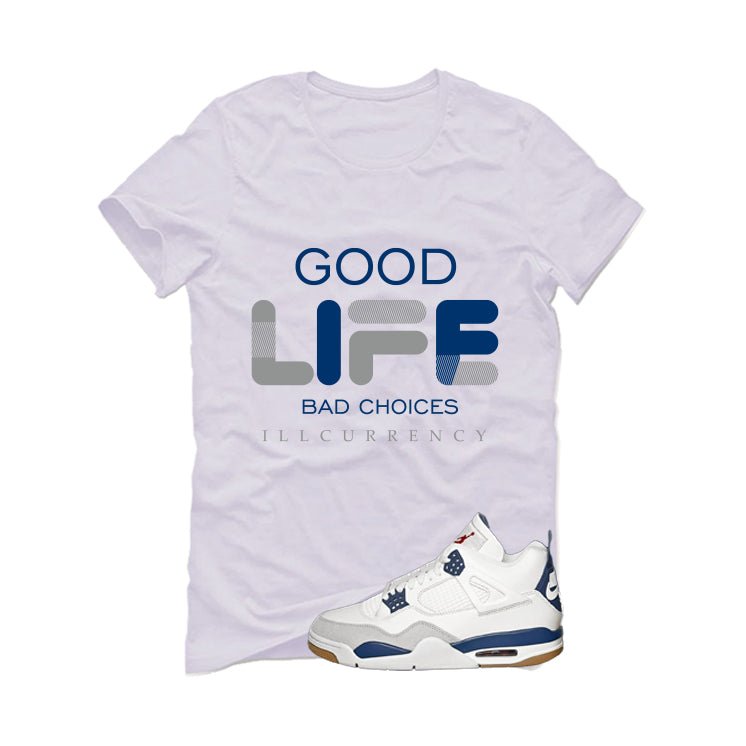 Nike SB x Air Jordan 4 Navy White T-Shirt (Bad Choices)| illcurrency