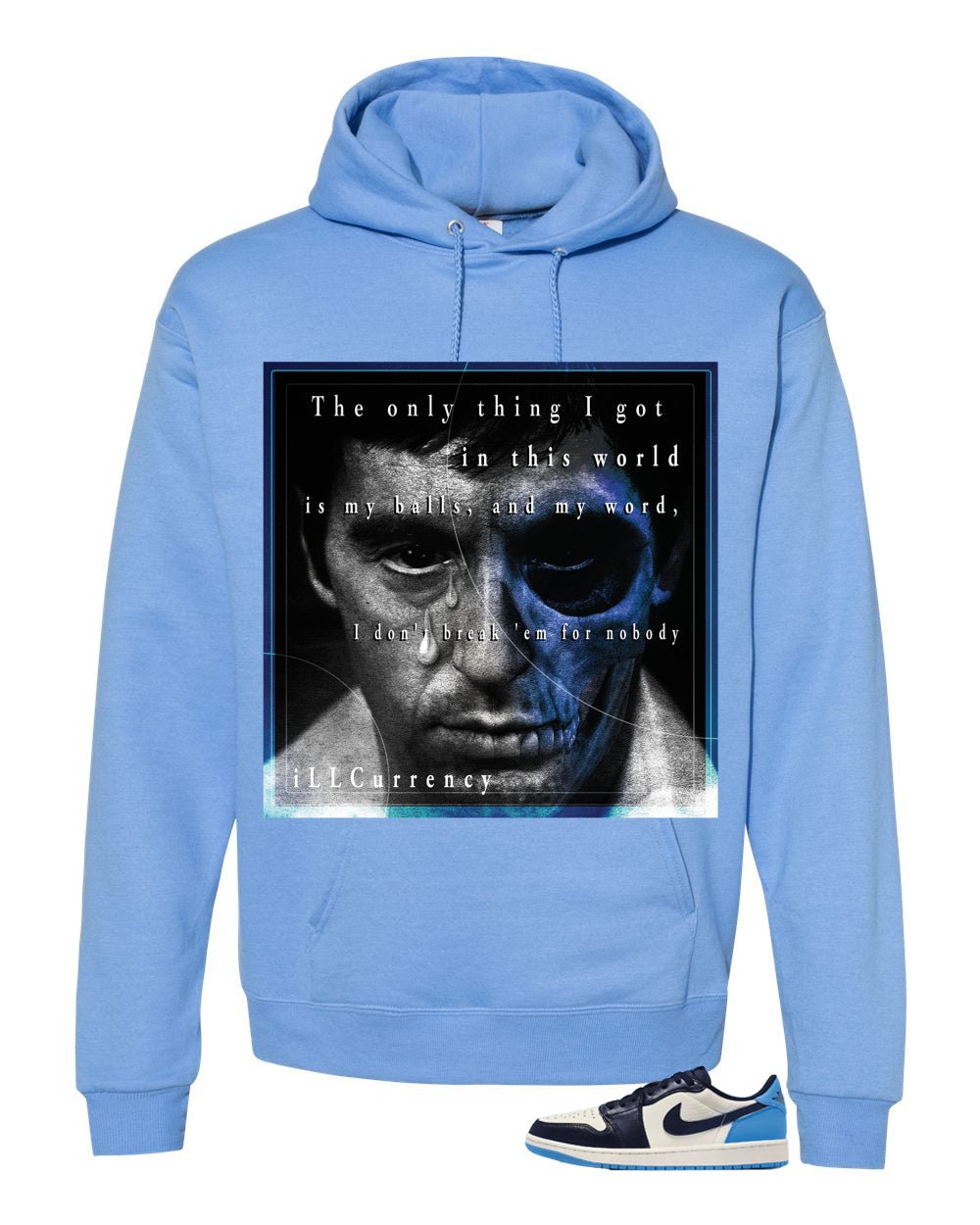 Nike Air Jordan 1 Low OG Obsidian Carolina Blue T-Shirt (Pacino)| illcurrency