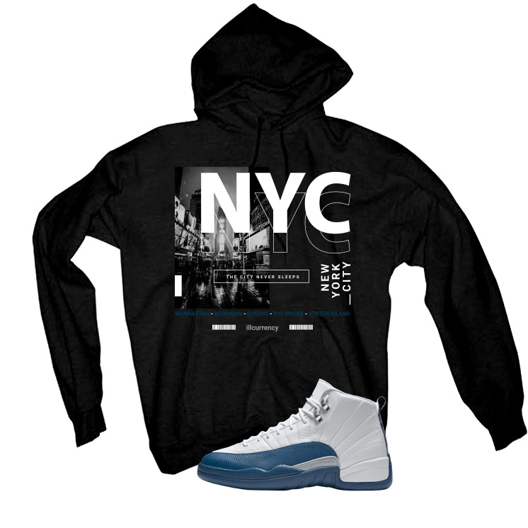Air Jordan 12 French Blue Black T-Shirt (City Never Sleeps)| illcurrency