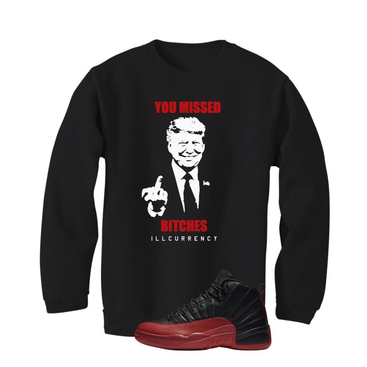 Air Jordan 12 Flu Game 2025 Black T-Shirt (Trump you missed)| illcurrency