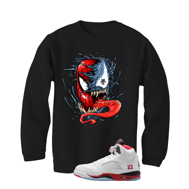 Air Jordan 5 Fire Red Black Tongue Black T-Shirt (Spiddy and Venom)| illcurrency