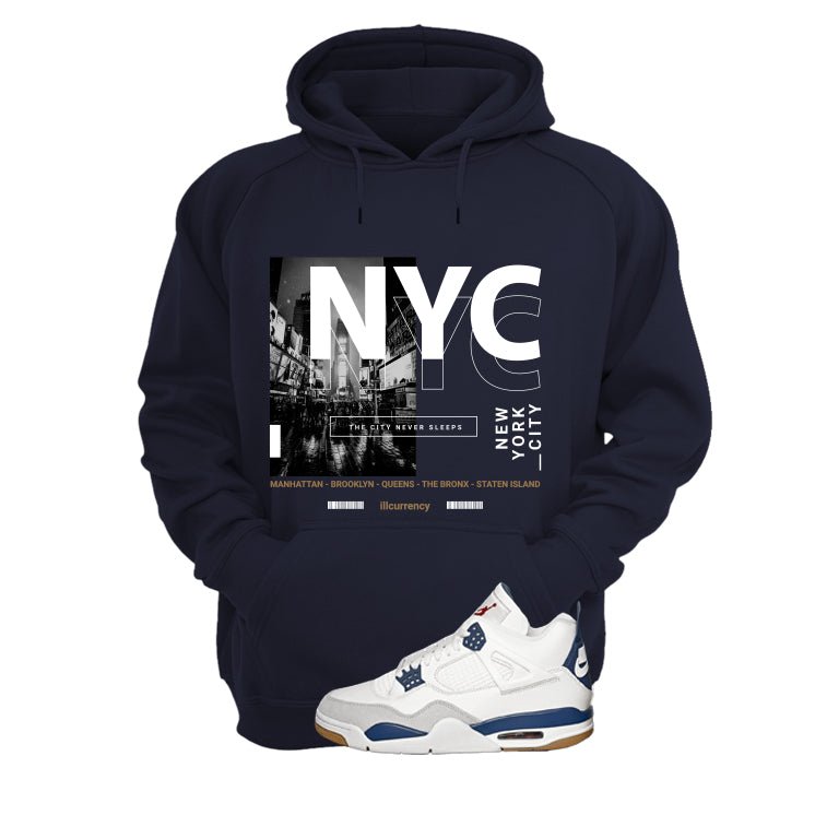 Nike SB x Air Jordan 4 Navy Navy Blue T-Shirt (City Never Sleeps)| illcurrency