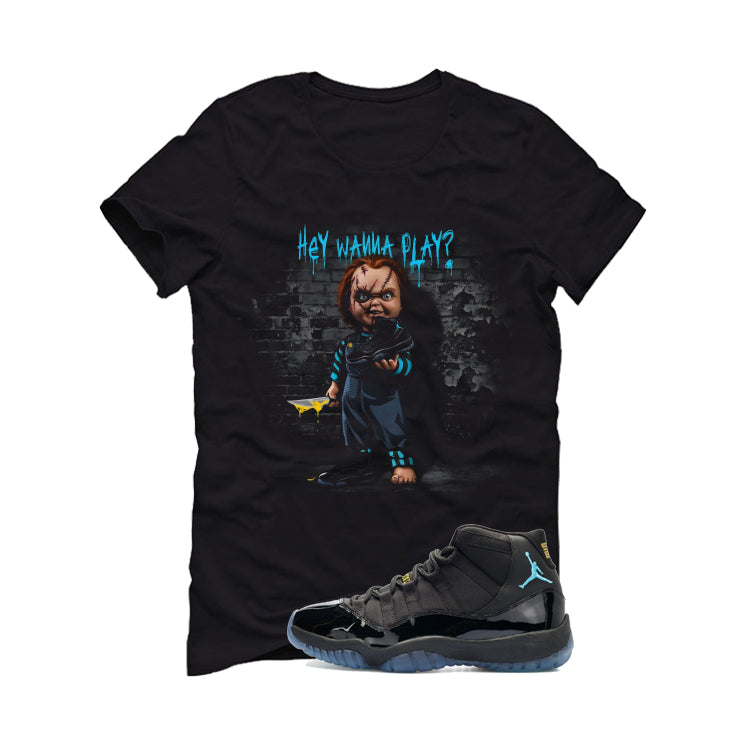 Air Jordan 11 Gamma Blue Matching T-Shirt, Sweatshirts & Hoodies Black T-Shirt (Wanna Play)| illcurrency