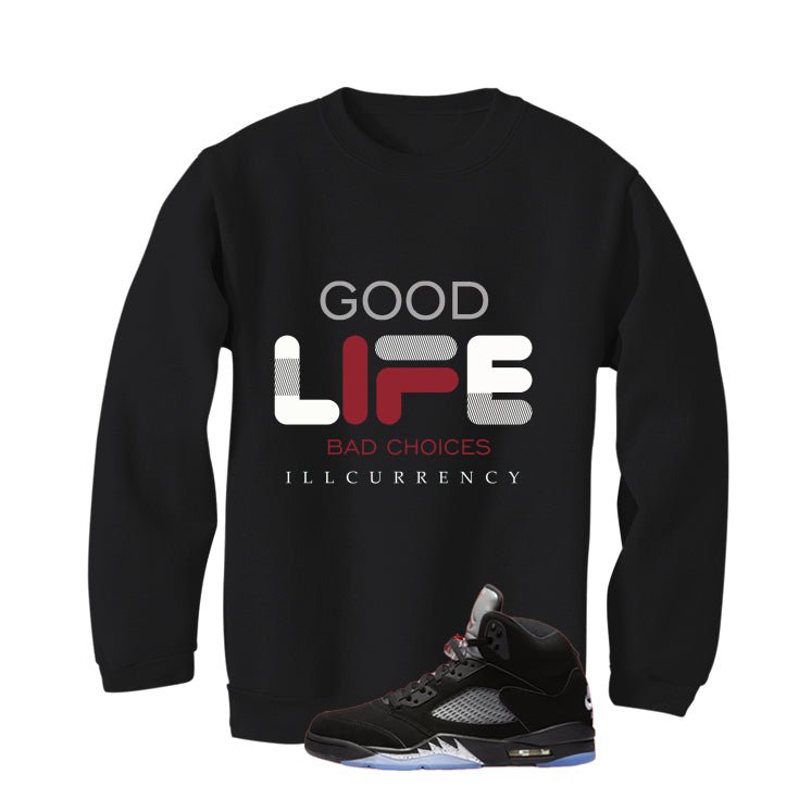 Air Jordan 5 Black Metallic Reimagined Black T-Shirt (Bad Choices)| illcurrency