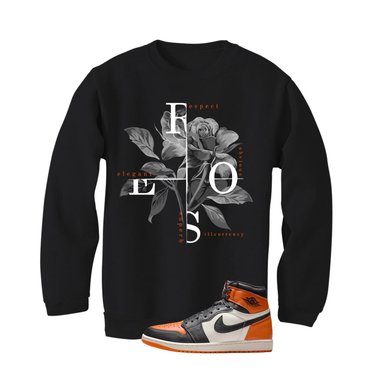 Air Jordan 1 High OG Shattered Backboard Black T-Shirt (Roses)| illcurrency