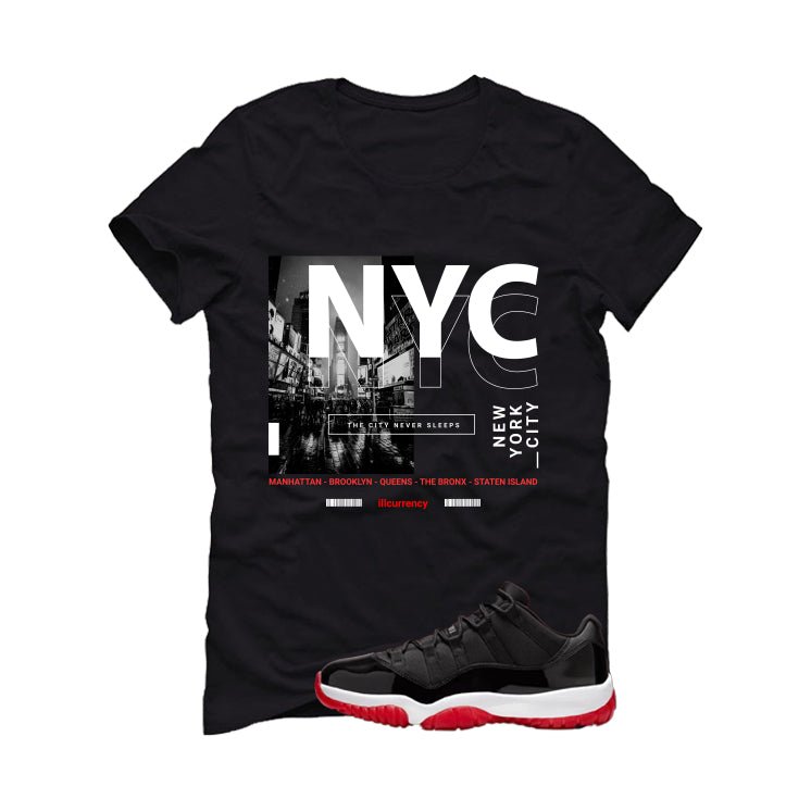 Air Jordan 11 Low Bred Black T-Shirt (City Never Sleeps)| illcurrency