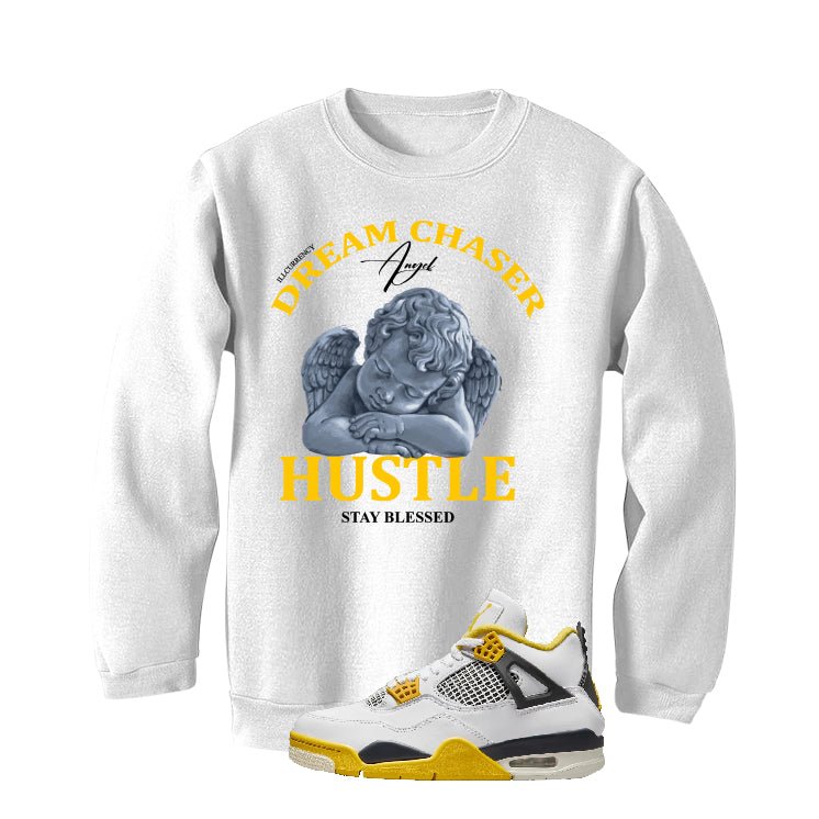 Air Jordan 4 WNNS “Vivid Sulfur” | illcurrency White T-Shirt (Dream Chaser Angel)